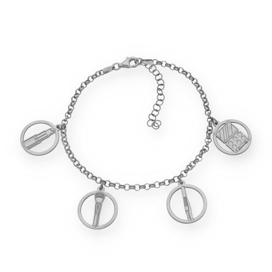 Pulsera Charms de Esteticista en Plata de Ley 925