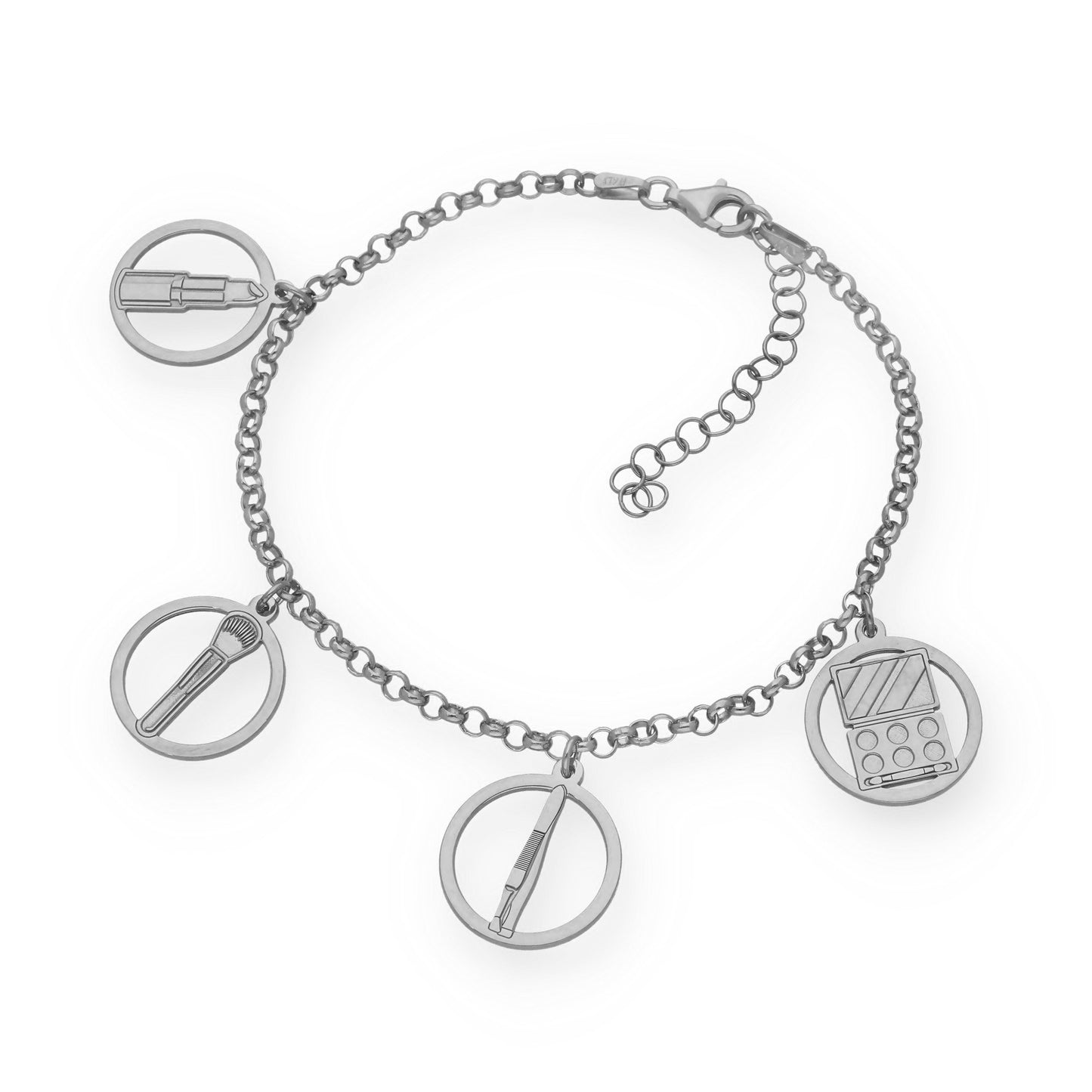 Pulsera Charms de Esteticista en Plata de Ley 925