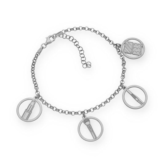 Pulsera Charms de Esteticista en Plata de Ley 925
