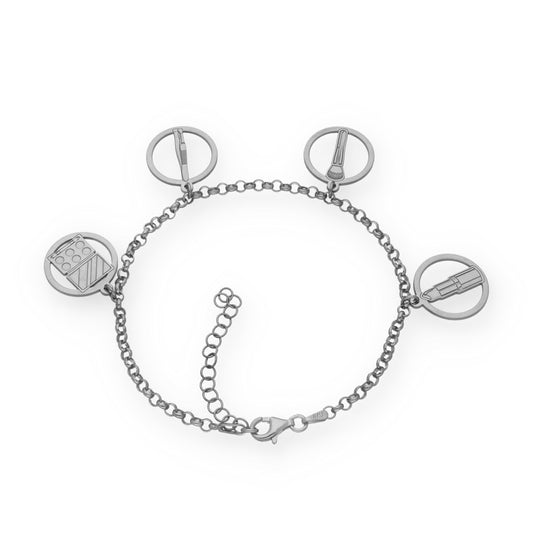 Pulsera Charms de Esteticista en Plata de Ley 925