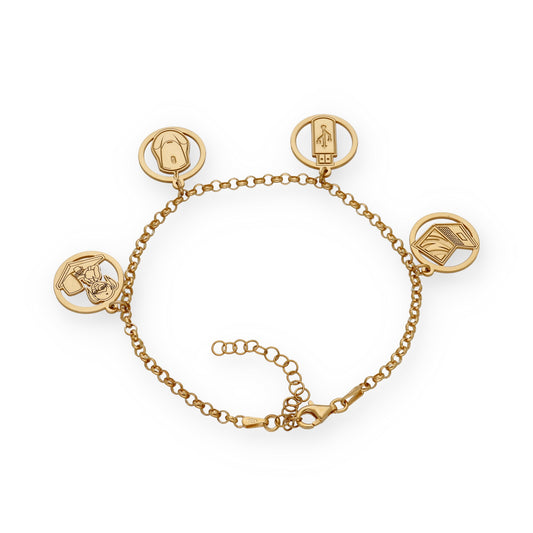 Pulsera Charms de Informática en Plata Bañada en Oro 18K
