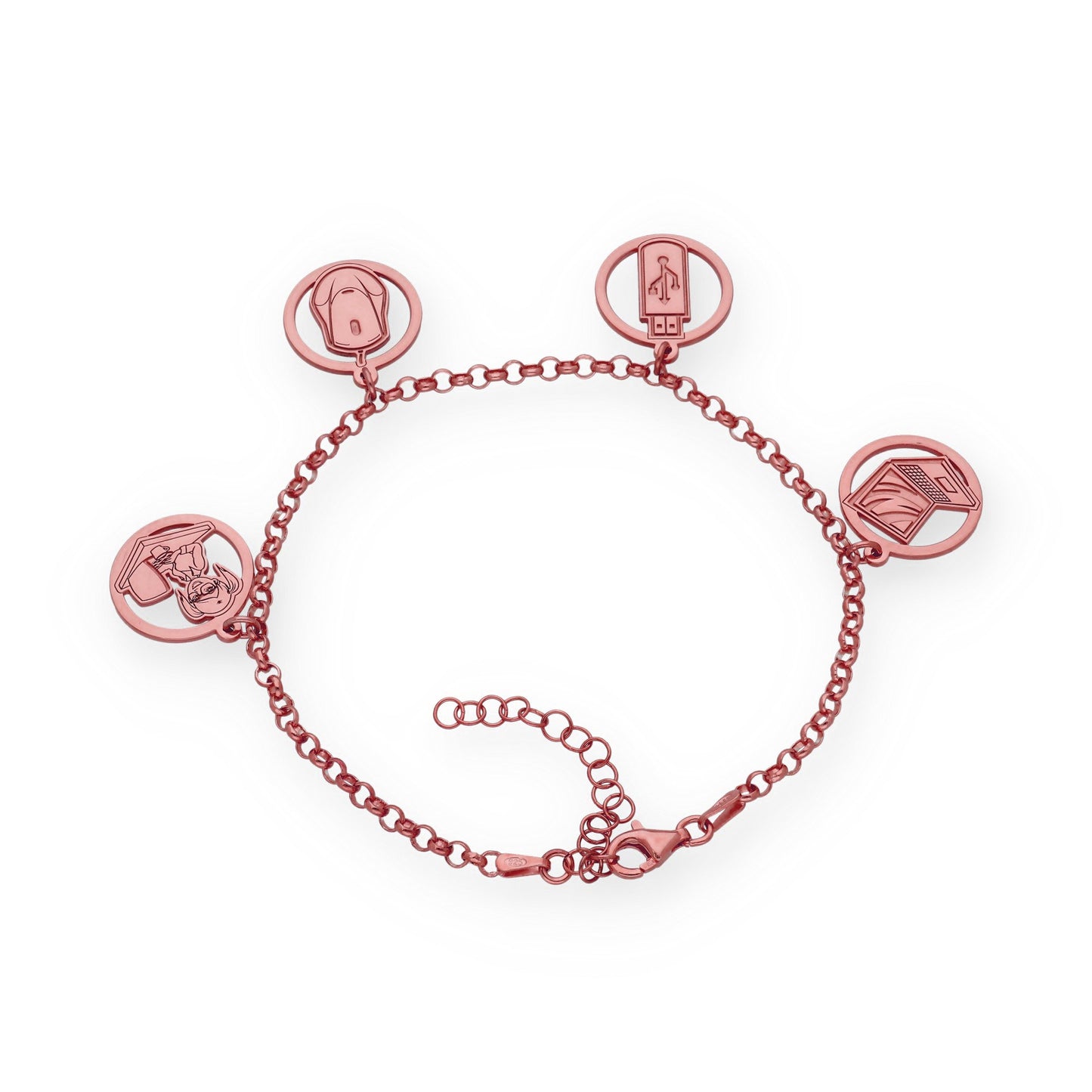 Pulsera Charms de Informática en Plata Bañada en Oro Rosa 18K
