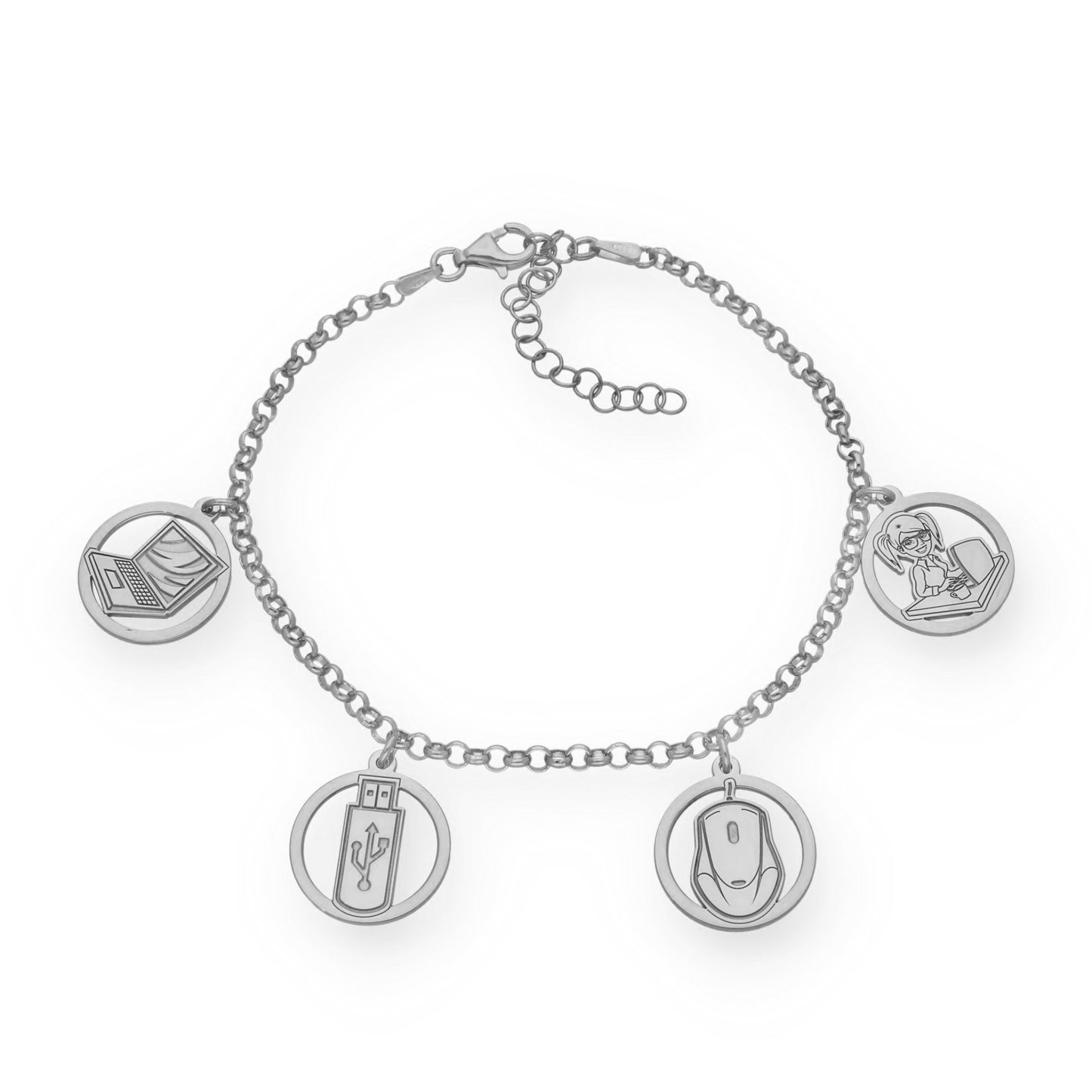 Pulsera Charms de Informática en Plata de Ley 925