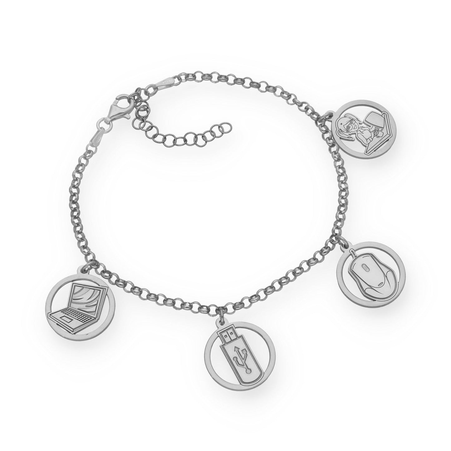 Pulsera Charms de Informática en Plata de Ley 925
