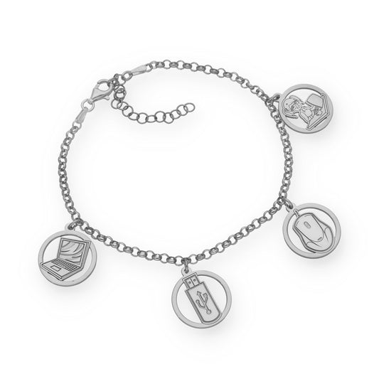 Pulsera Charms de Informática en Plata de Ley 925