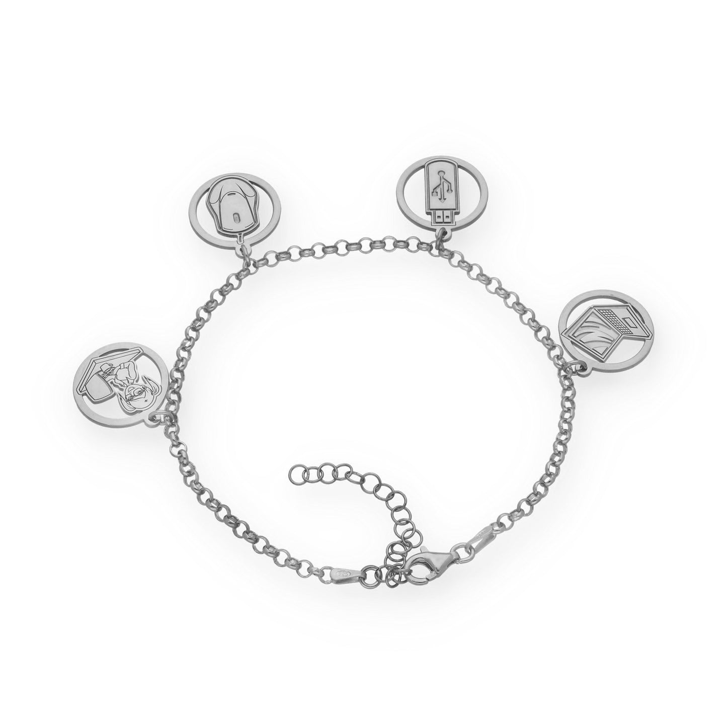 Pulsera Charms de Informática en Plata de Ley 925