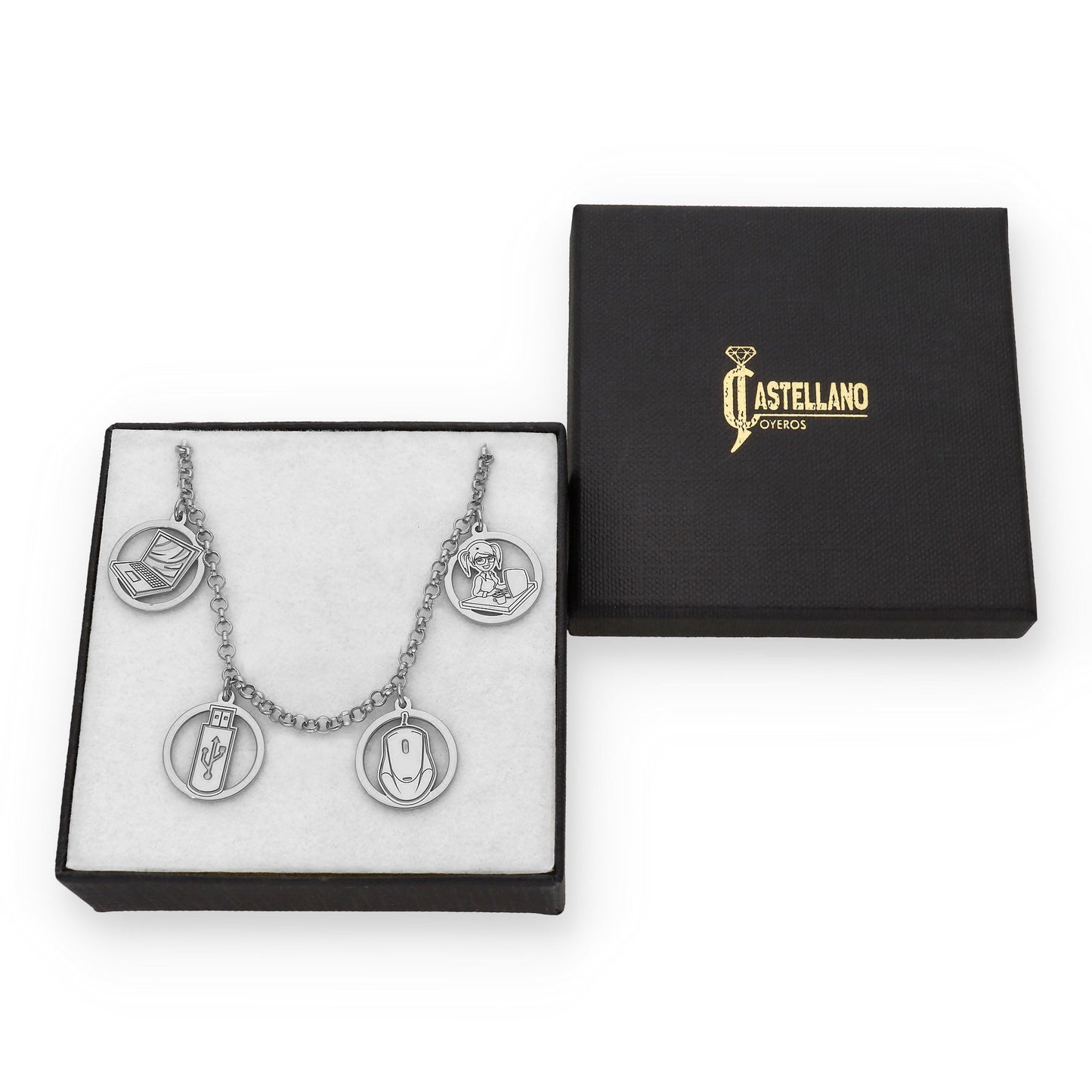 Pulsera Charms de Informática en Plata de Ley 925