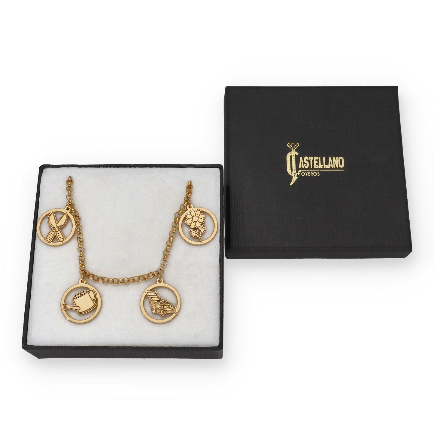 Pulsera Charms de Jardinería en Plata Bañada en Oro 18K