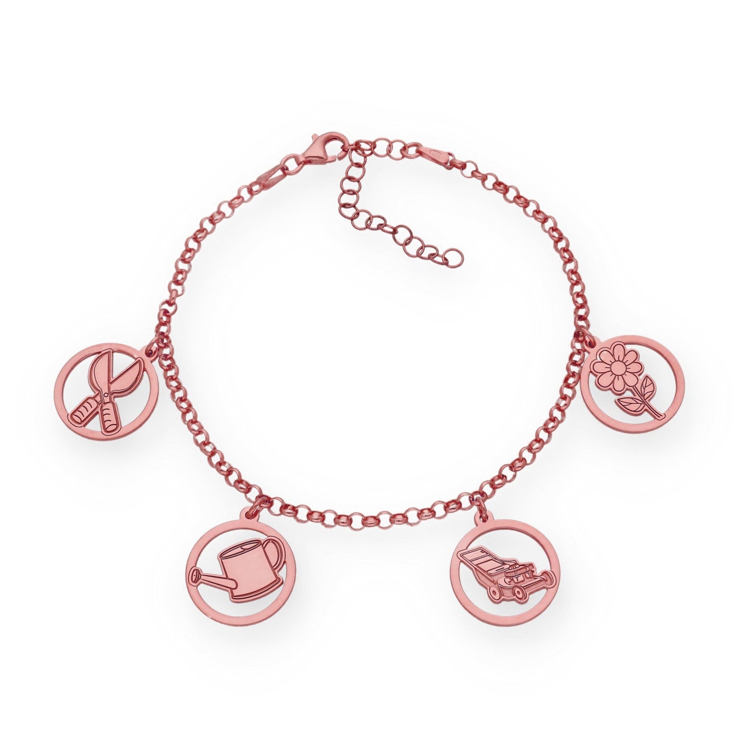 Pulsera Charms de Jardinería en Plata Bañada en Oro Rosa 18K
