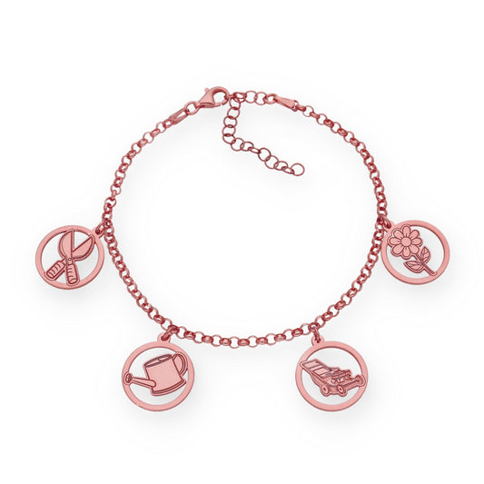 Pulsera Charms de Jardinería en Plata Bañada en Oro Rosa 18K