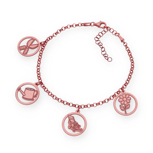 Pulsera Charms de Jardinería en Plata Bañada en Oro Rosa 18K