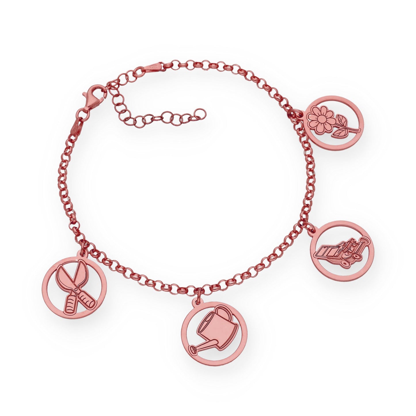 Pulsera Charms de Jardinería en Plata Bañada en Oro Rosa 18K