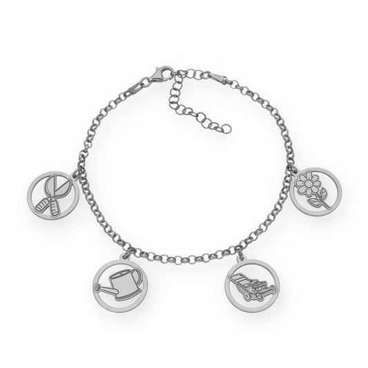 Pulsera Charms de Jardinería en Plata de Ley 925