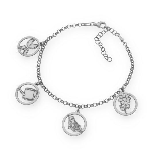 Pulsera Charms de Jardinería en Plata de Ley 925