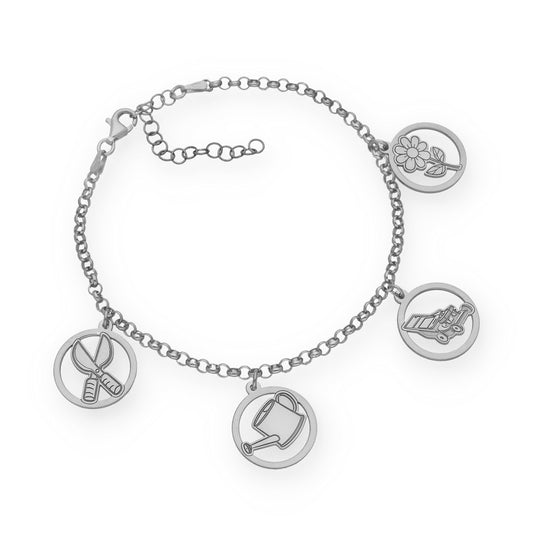 Pulsera Charms de Jardinería en Plata de Ley 925