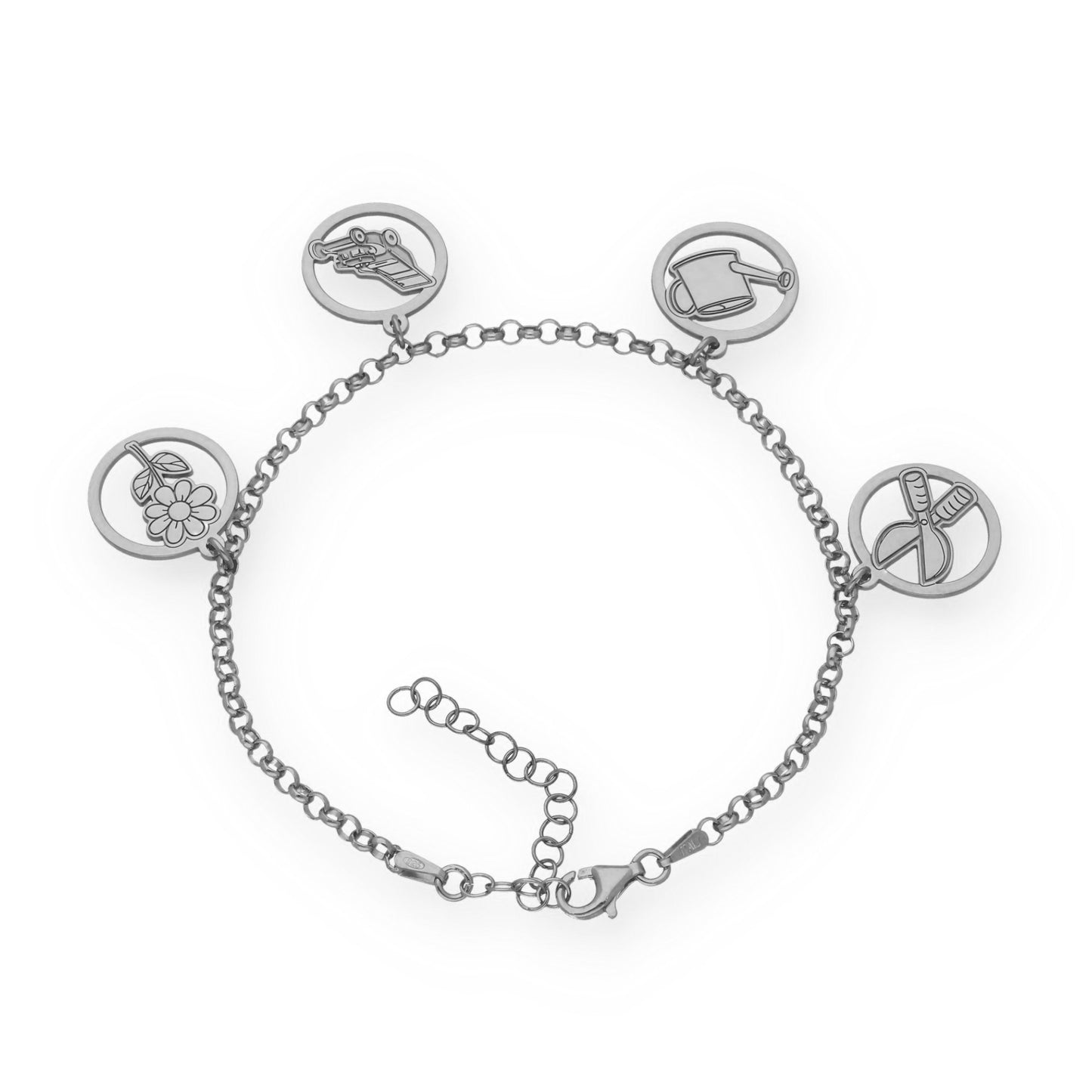 Pulsera Charms de Jardinería en Plata de Ley 925