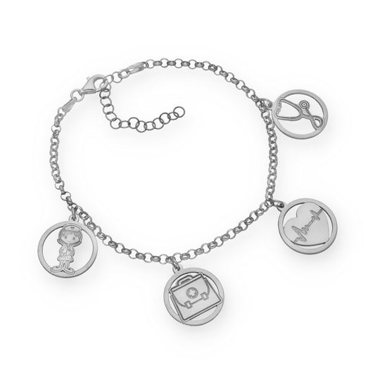Pulsera Charms de Médico en Plata de Ley 925