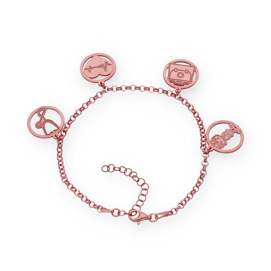 Pulsera Charms de Médico en Plata Bañada en Oro Rosa 18K