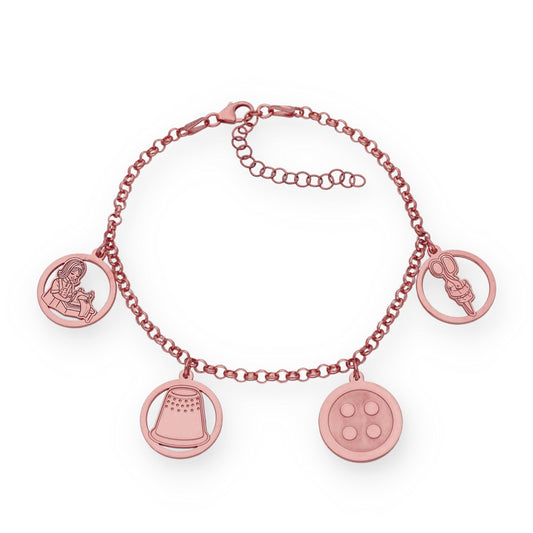 Pulsera Charms de Modista en Plata Bañada en Oro Rosa 18K