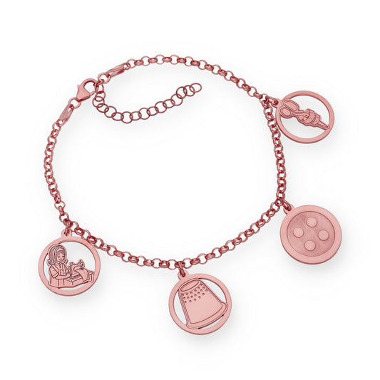 Pulsera Charms de Modista en Plata Bañada en Oro Rosa 18K