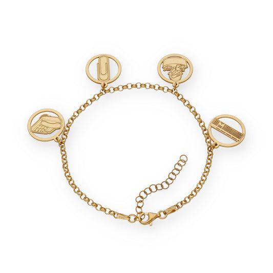 Pulsera Charms de Oficinista en Plata Bañada en Oro 18K