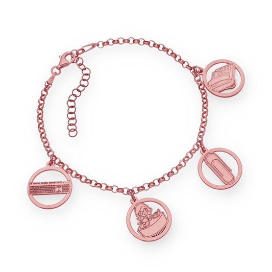 Pulsera Charms de Oficinista en Plata Bañada en Oro Rosa 18K