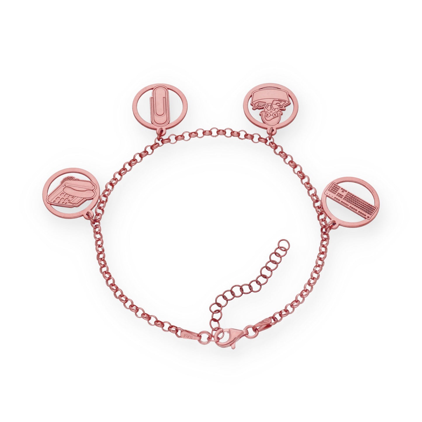 Pulsera Charms de Oficinista en Plata Bañada en Oro Rosa 18K