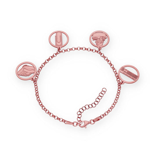 Pulsera Charms de Oficinista en Plata Bañada en Oro Rosa 18K