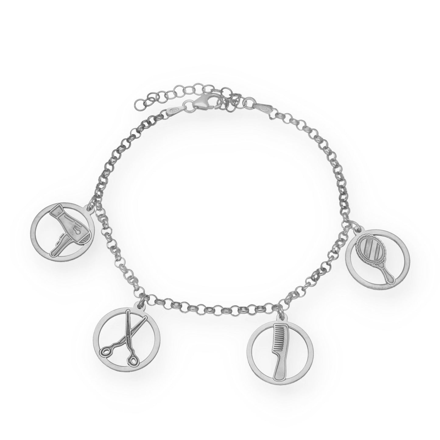 Pulsera Charms de Peluquería en Plata de Ley 925