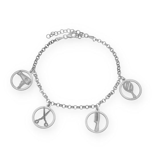 Pulsera Charms de Peluquería en Plata de Ley 925