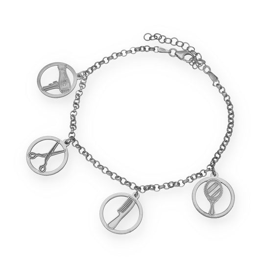Pulsera Charms de Peluquería en Plata de Ley 925