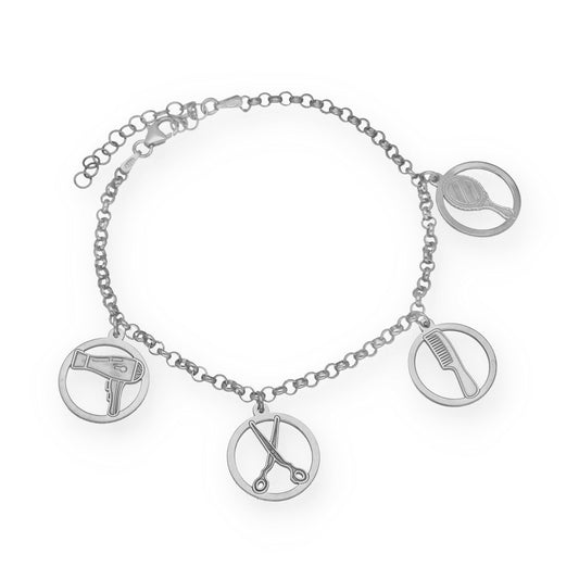 Pulsera Charms de Peluquería en Plata de Ley 925