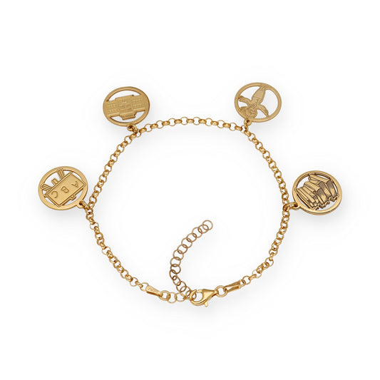 Pulsera Charms de Profesora en Plata Bañada en Oro 18K