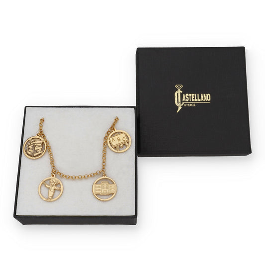 Pulsera Charms de Profesora en Plata Bañada en Oro 18K