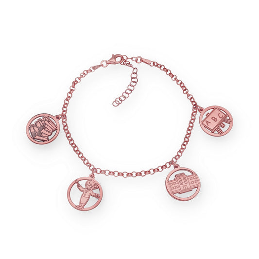 Pulsera Charms de Profesora en Plata Bañada en Oro Rosa 18K