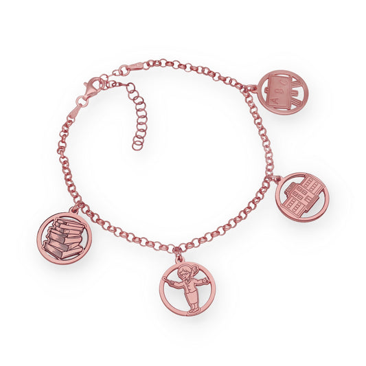 Pulsera Charms de Profesora en Plata Bañada en Oro Rosa 18K