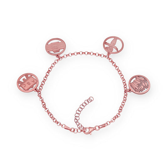 Pulsera Charms de Profesora en Plata Bañada en Oro Rosa 18K