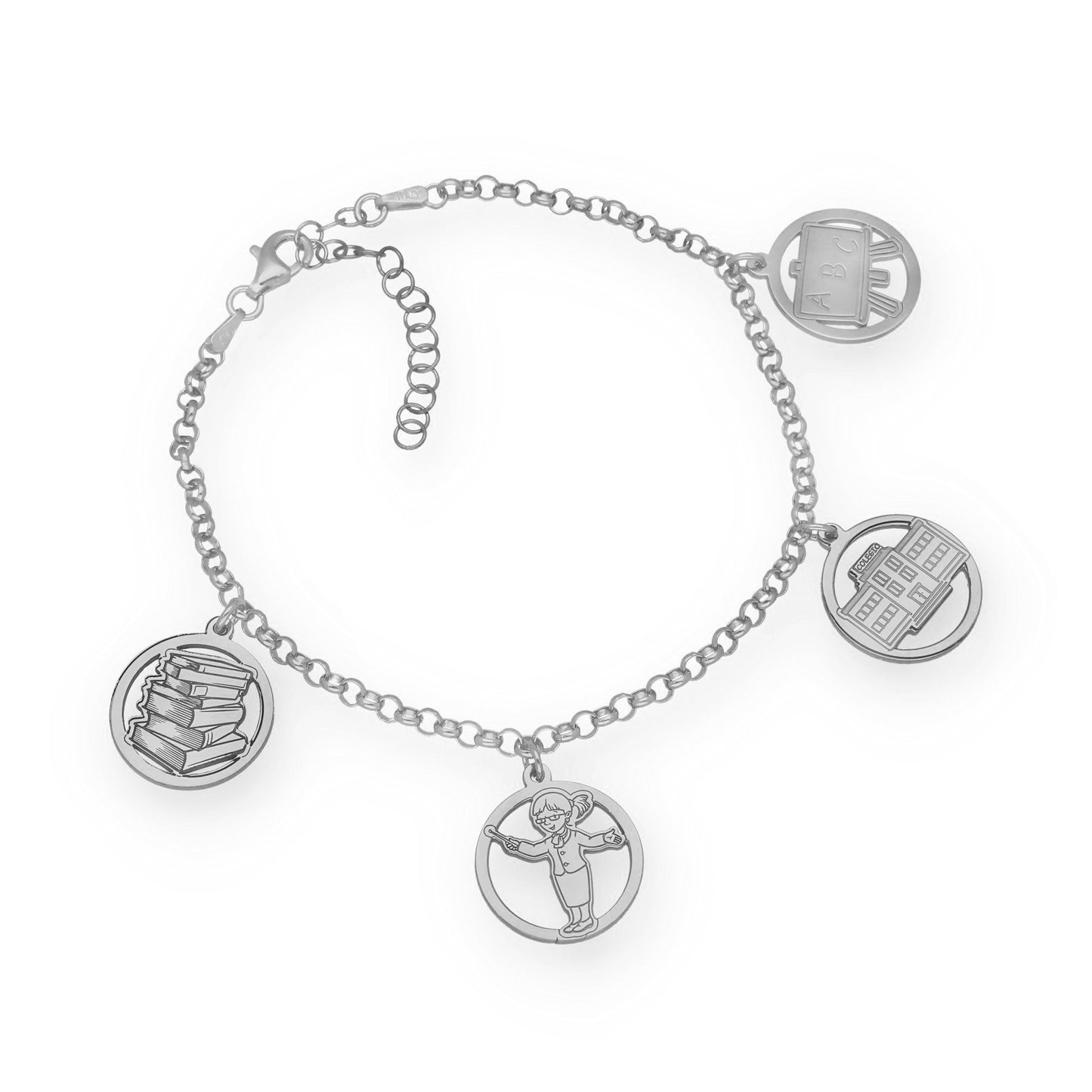 Pulsera Charms de Profesora en Plata de Ley 925