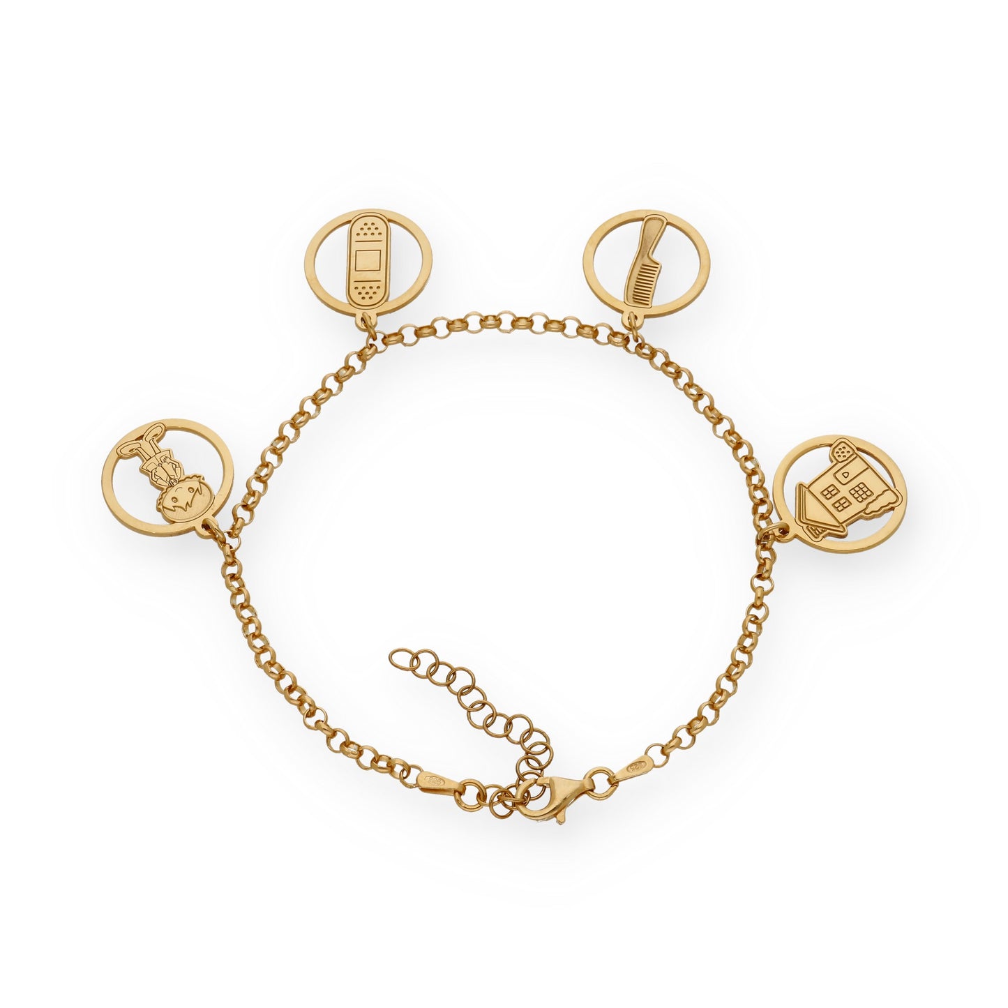 Pulsera Charms de Terapia Ocupacional en Plata Bañada en Oro 18K