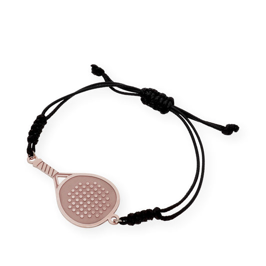 Pulsera Macramé Pala de Pádel en Plata de Ley 925 Bañada en Oro Rosa de 18K
