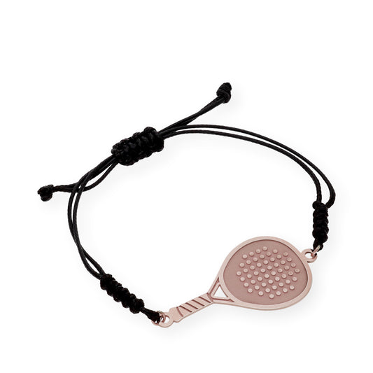 Pulsera Macramé Pala de Pádel en Plata de Ley 925 Bañada en Oro Rosa de 18K