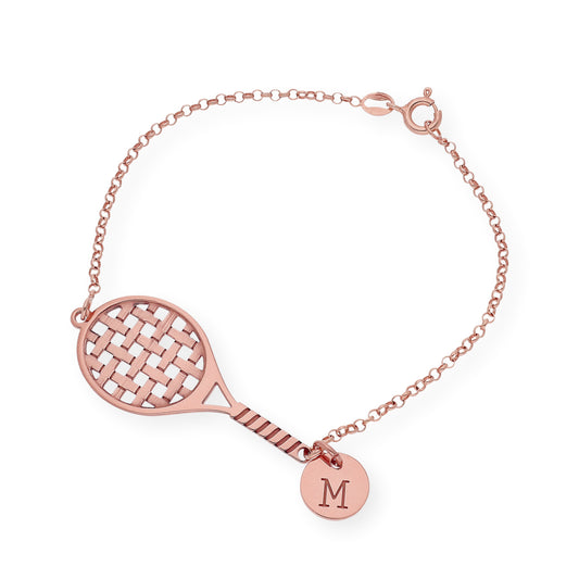 Pulsera Raqueta de Tenis en Plata de Ley 925 Bañada en Oro Rosa de 18K