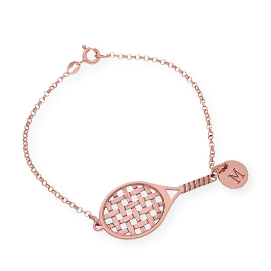 Pulsera Raqueta de Tenis en Plata de Ley 925 Bañada en Oro Rosa de 18K