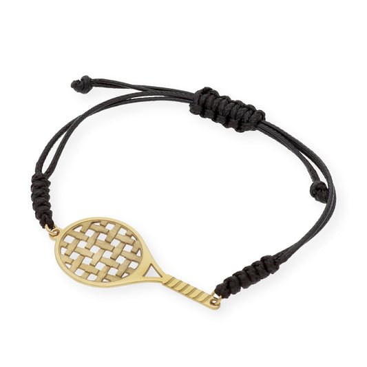 Pulsera Macramé Raqueta de Tenis en Plata de Ley 925 Bañada en Oro de 18K