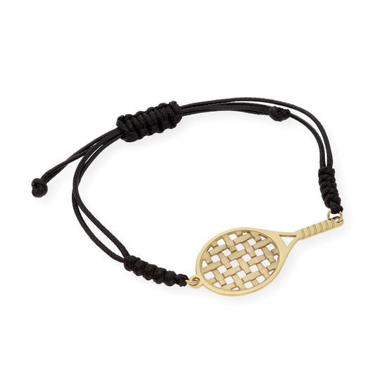 Pulsera Macramé Raqueta de Tenis en Plata de Ley 925 Bañada en Oro de 18K