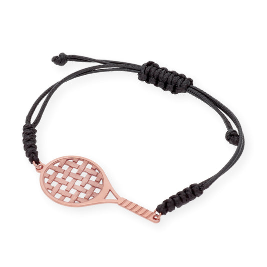 Pulsera Macramé Raqueta de Tenis en Plata de Ley 925 Bañada en Oro Rosa de 18K