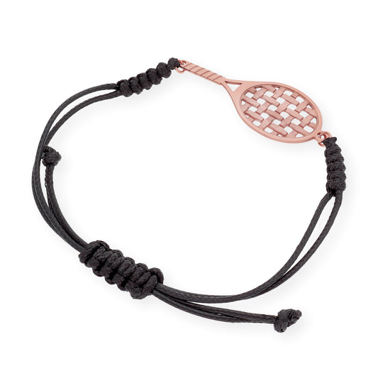 Pulsera Macramé Raqueta de Tenis en Plata de Ley 925 Bañada en Oro Rosa de 18K