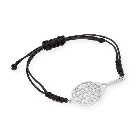 Pulsera Macramé Raqueta de Tenis en Plata de Ley 925