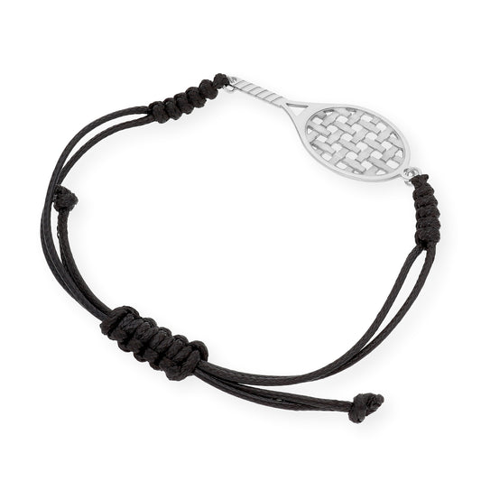 Pulsera Macramé Raqueta de Tenis en Plata de Ley 925