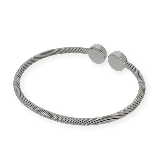 Pulsera Rigida Acero 2 Circulos en Oro de ley 18k